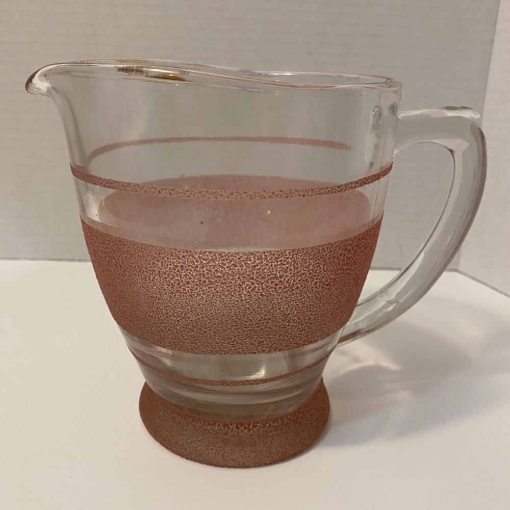 𝅺VINTAGE glass pitcher with textile pink stripes​​​​​​